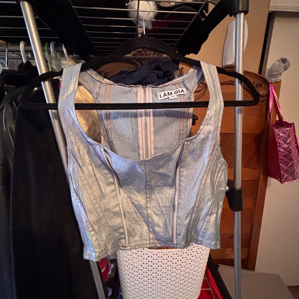 COPY - I.AM.GIA Silver Metallic Crop Top